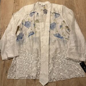 IC by Connie K semi sheer Blouse in Botanical print Sz XL NWT